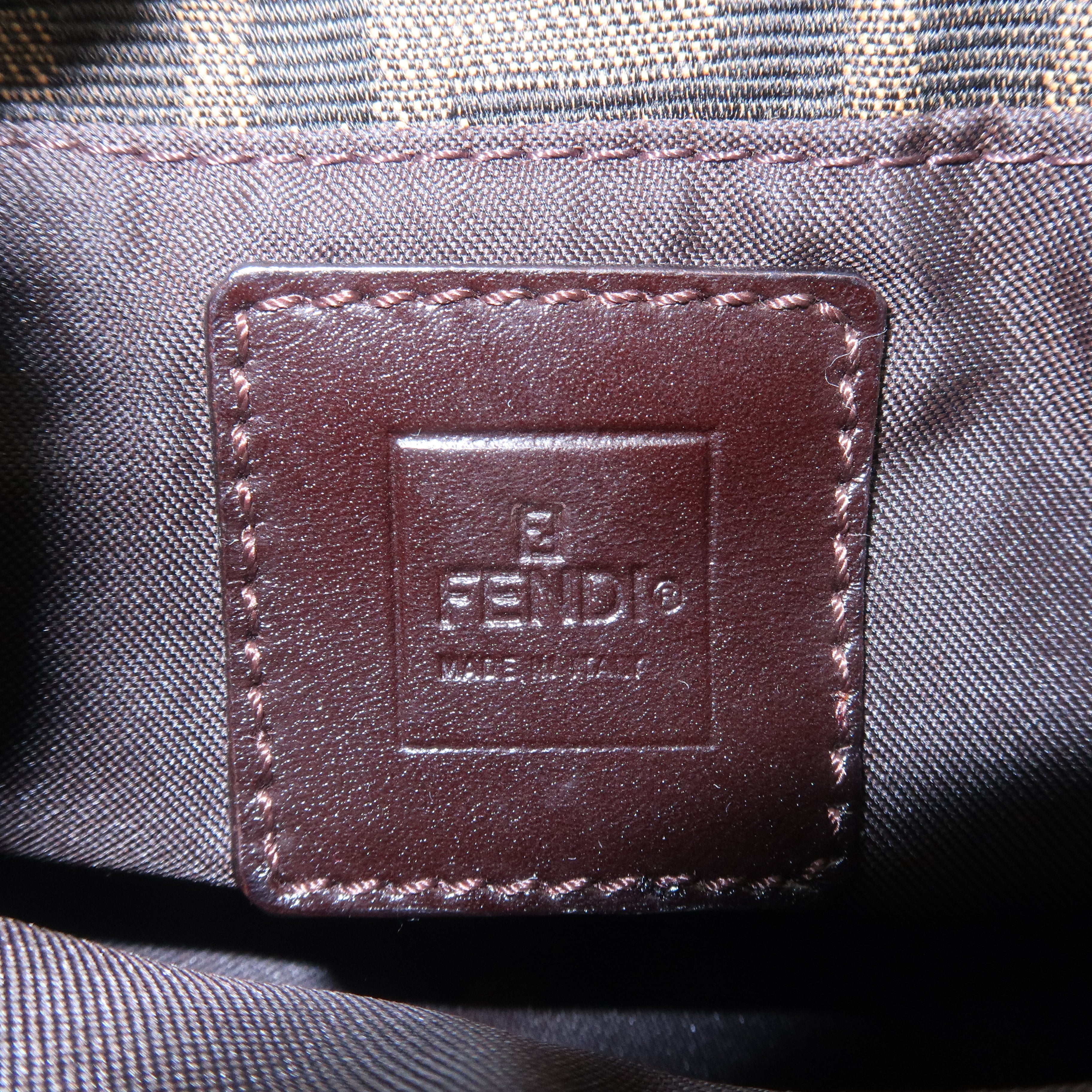 FENDI Zucca Canvas Leather Shoulder Bag Khaki Brown Black 26723