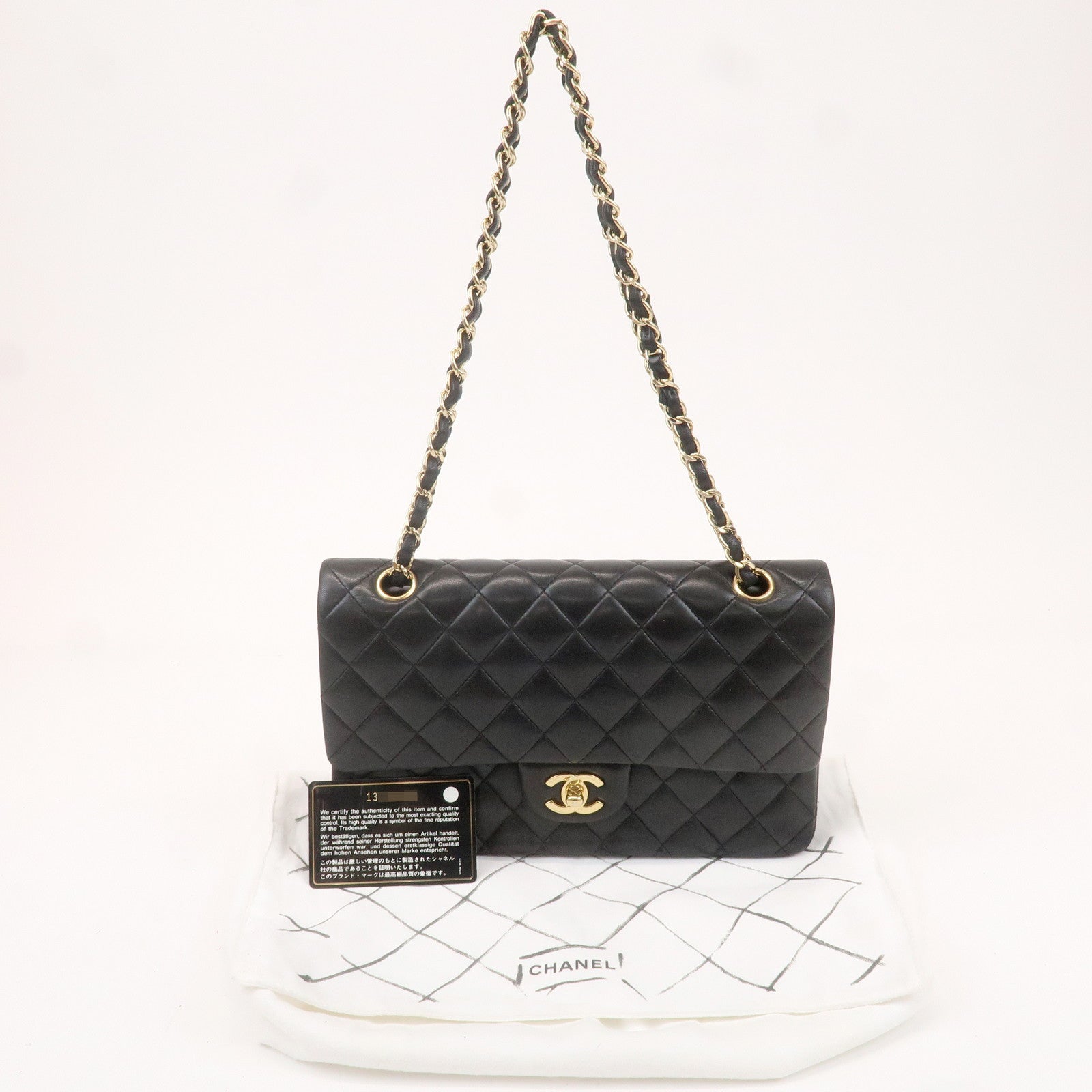 CHANEL Matelasse 25 Lamb Skin Double Flap Shoulder Bag A01112
