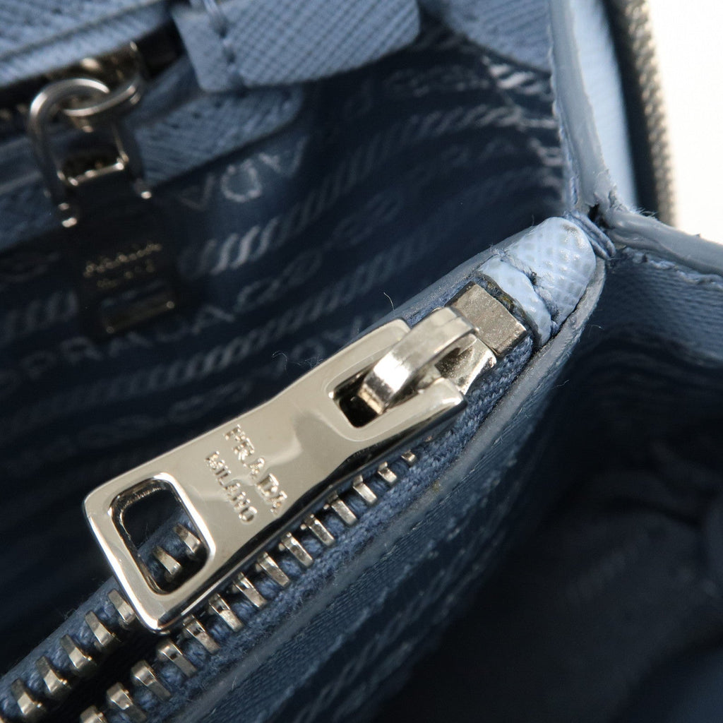 Prada Logo Leather 2Way Bag Hand Bag Shoulder Bag Blue 1BA838