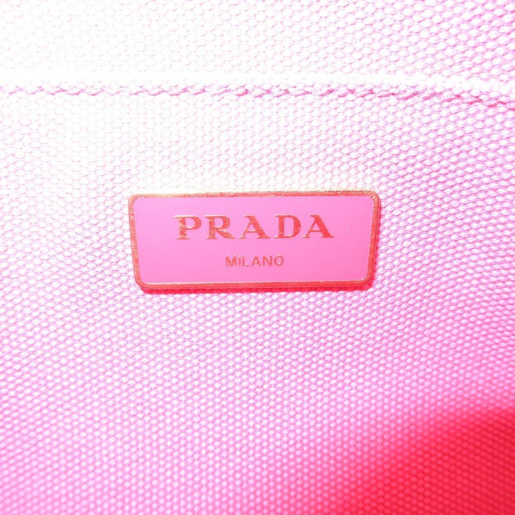 Prada Logo Canapa Mini Canvas 2Way Tote Bag Pink 1BG439