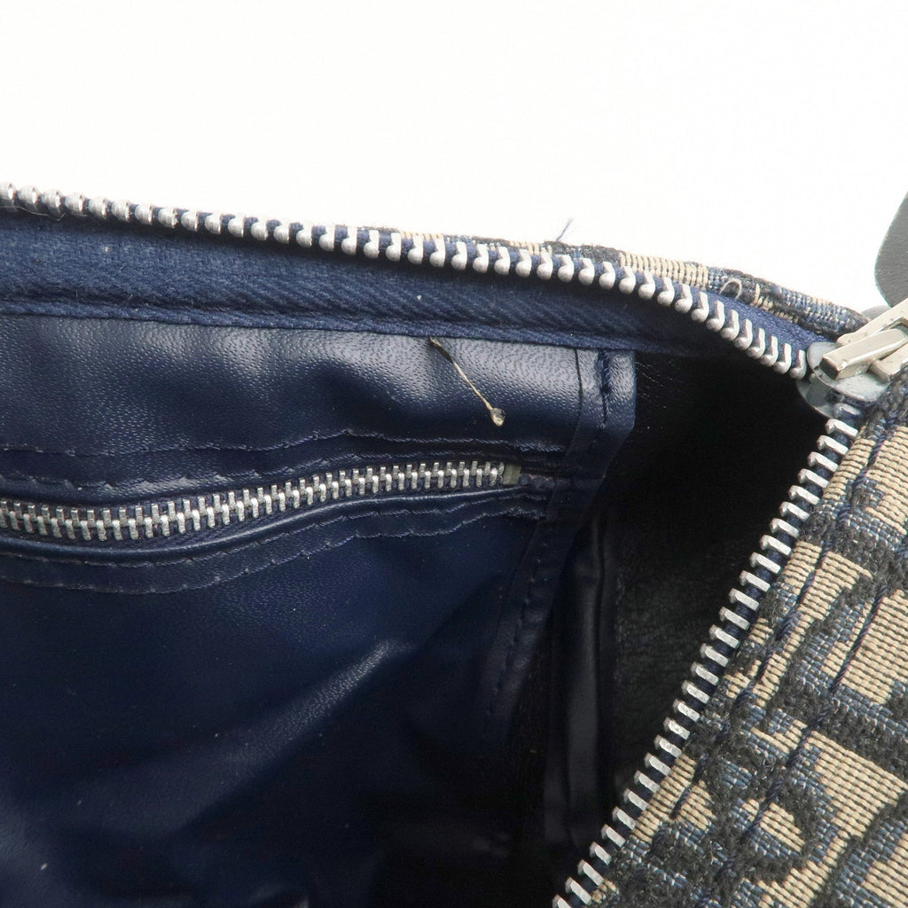 Christian Dior Trotter Canvas Leather Boston Bag Navy