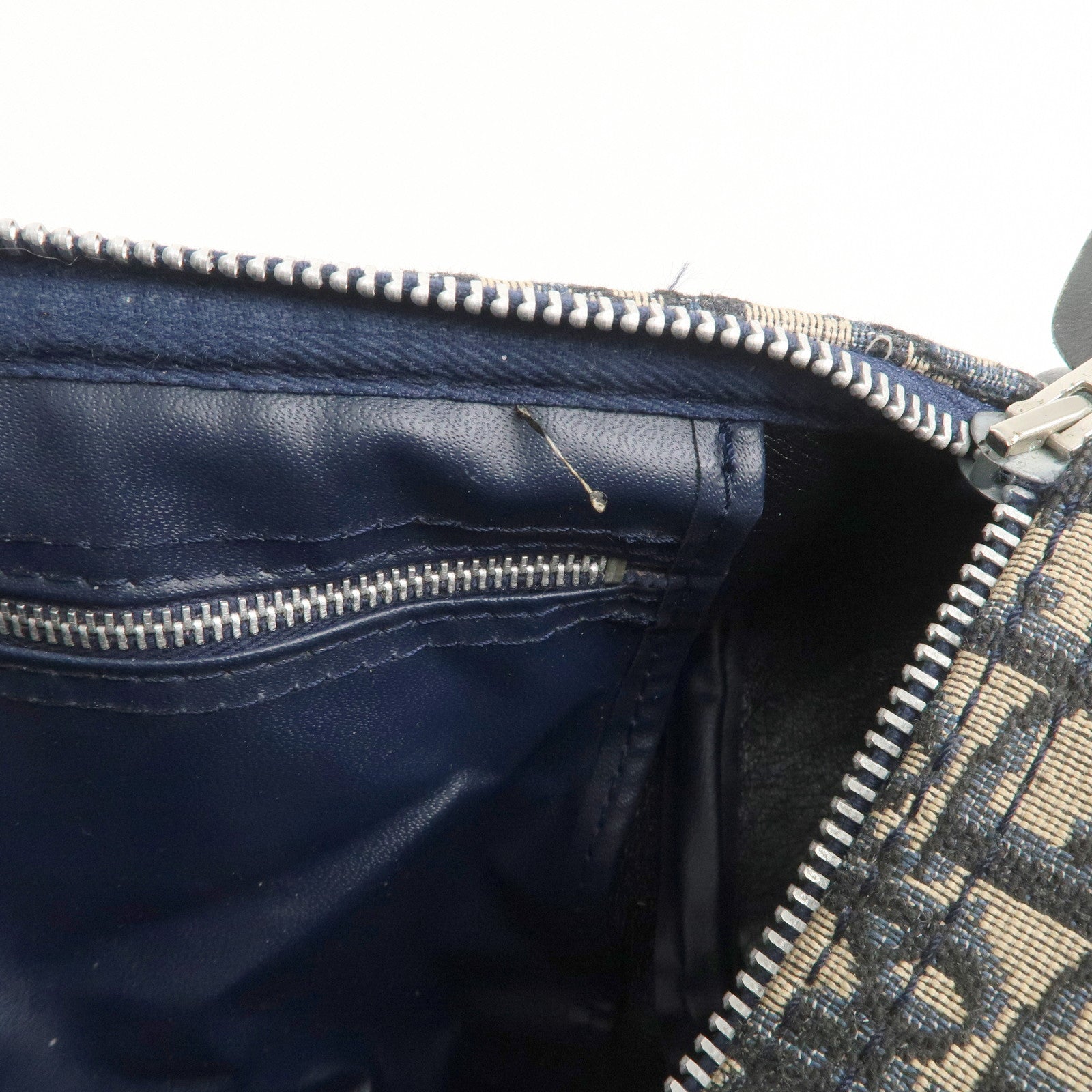 Christian Dior Trotter Canvas Leather Boston Bag Navy