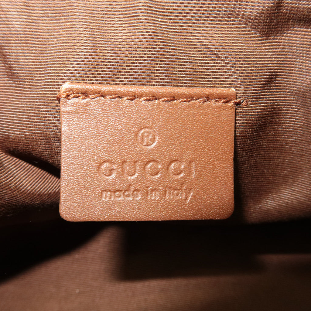 GUCCI GG Canvas Leather Hand Bag Pouch Beige Brown 103399