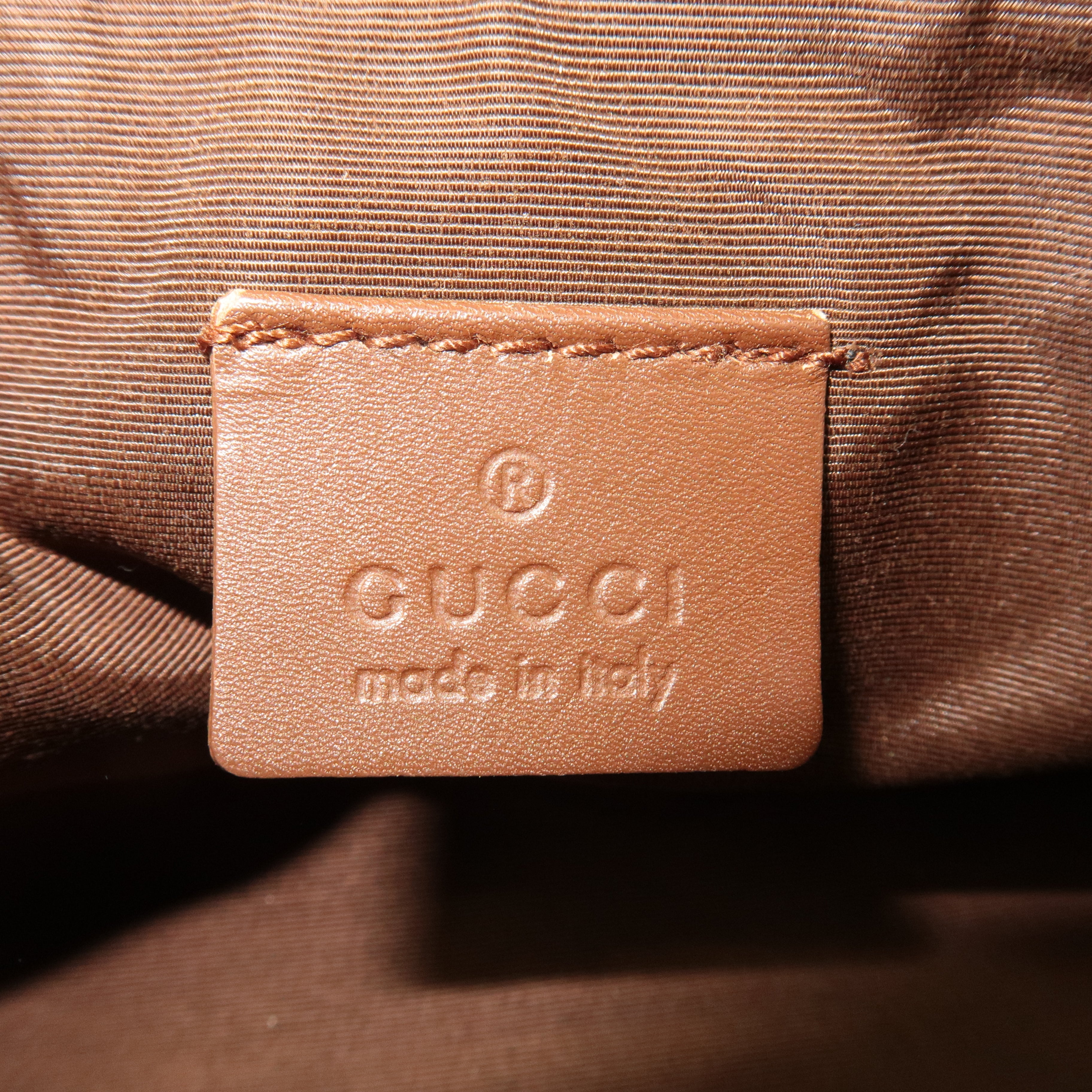 GUCCI GG Canvas Leather Hand Bag Pouch Beige Brown 103399