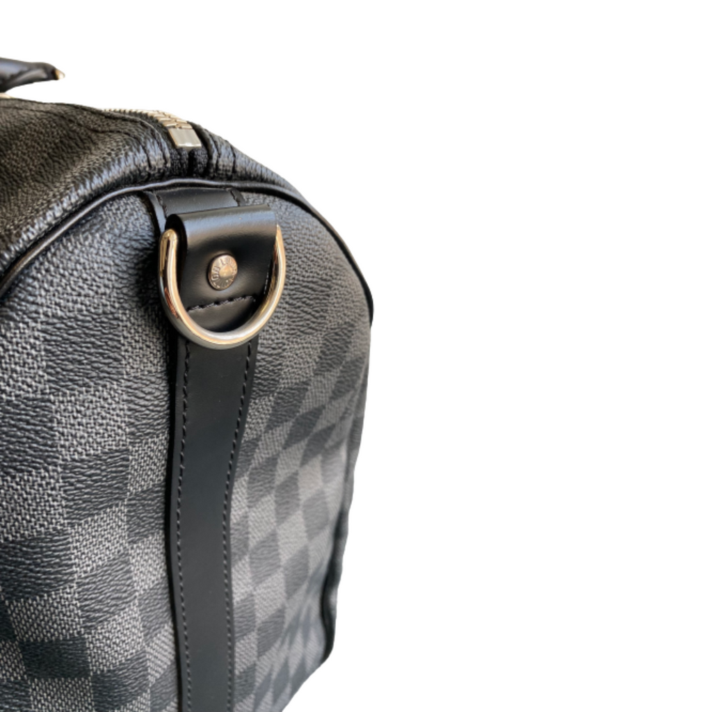 Louis Vuitton Black Canvas Keepall Bandouliere 45 travel bag