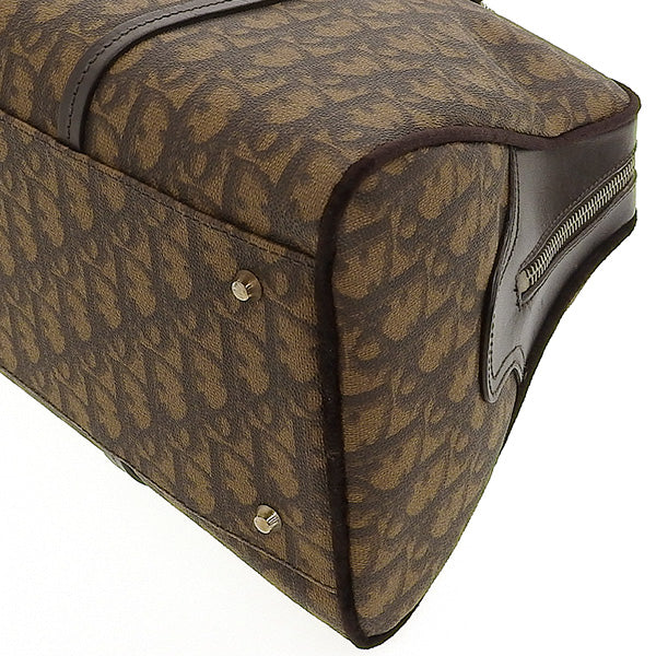 DIOR Trotter Pattern Flower Motif Top Handle Bag Brown