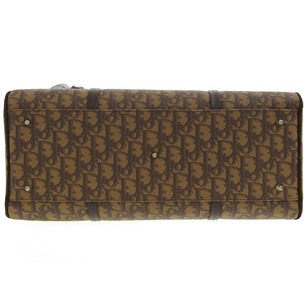 DIOR Trotter Pattern Flower Motif Top Handle Bag Brown