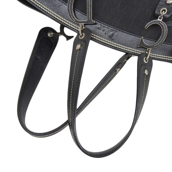 DIOR Trotter Pattern Flower Line Tote Bag Black