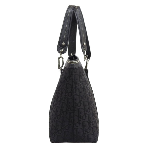 DIOR Trotter Pattern Flower Line Tote Bag Black
