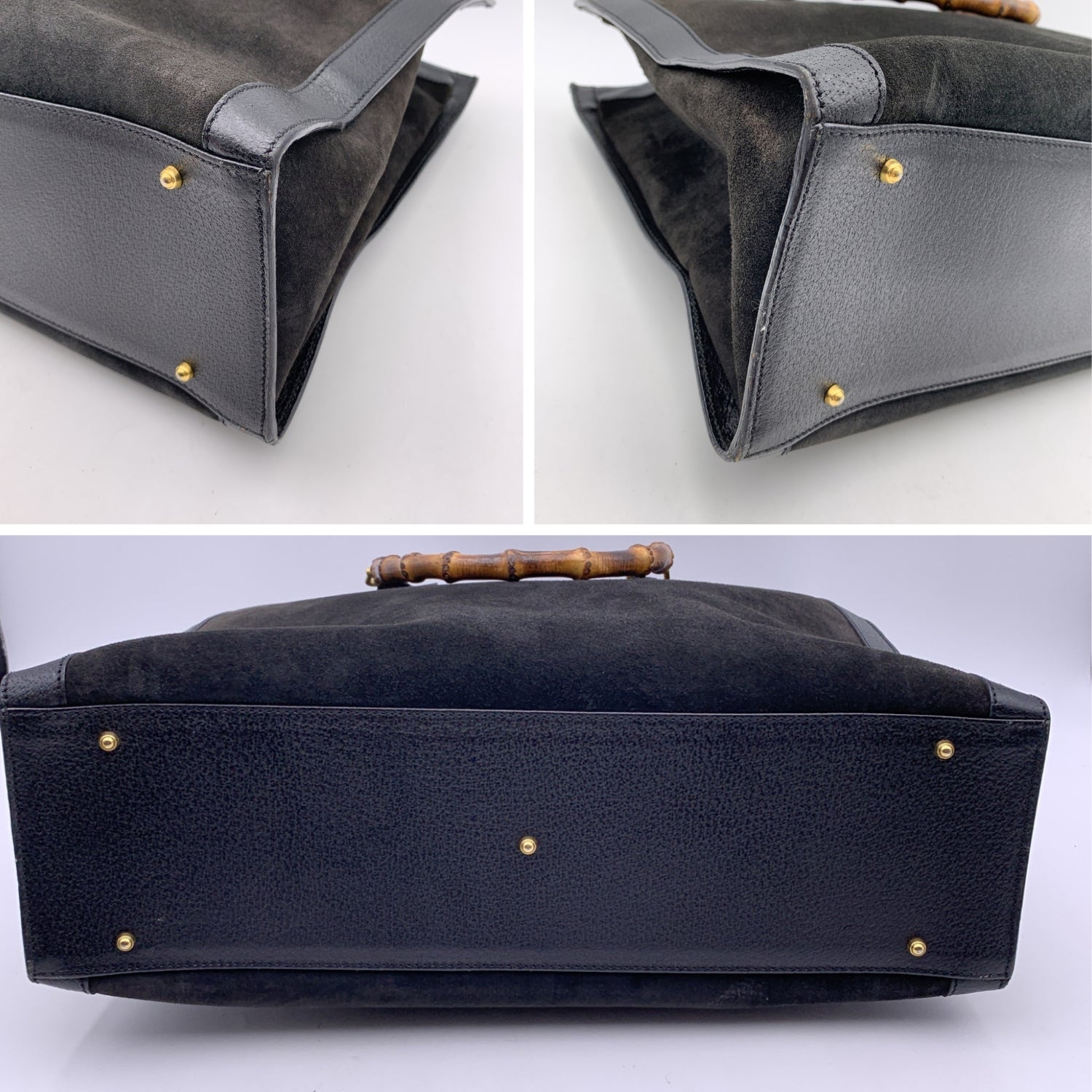 Gucci Vintage Black Suede Leather Princess Diana Maxi XL Tote Bag