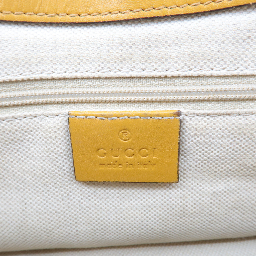 GUCCI GG Canvas Leather Shoulder Bag Beige Brown Yellow 308452