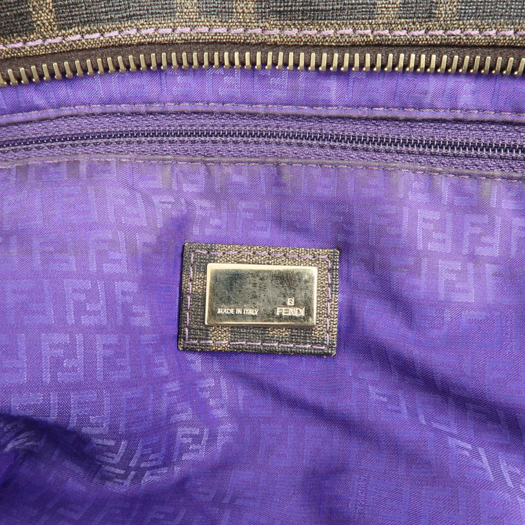 FENDI Zucca Logo Print PVC Tote Bag Brown Black Purple 8BH185
