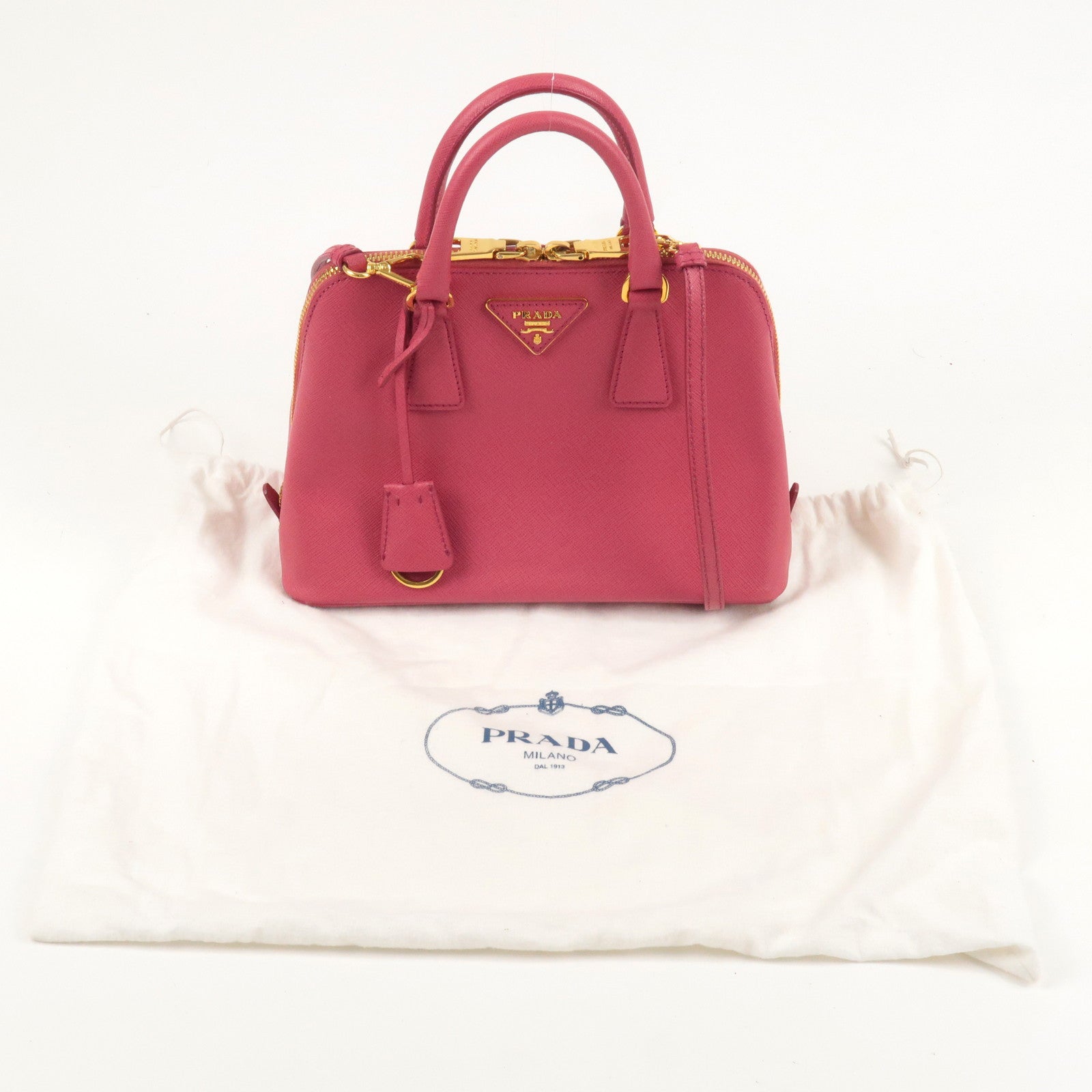 Prada Logo Leather 2Way Hand Bag Shoulder Bag Pink BL0838