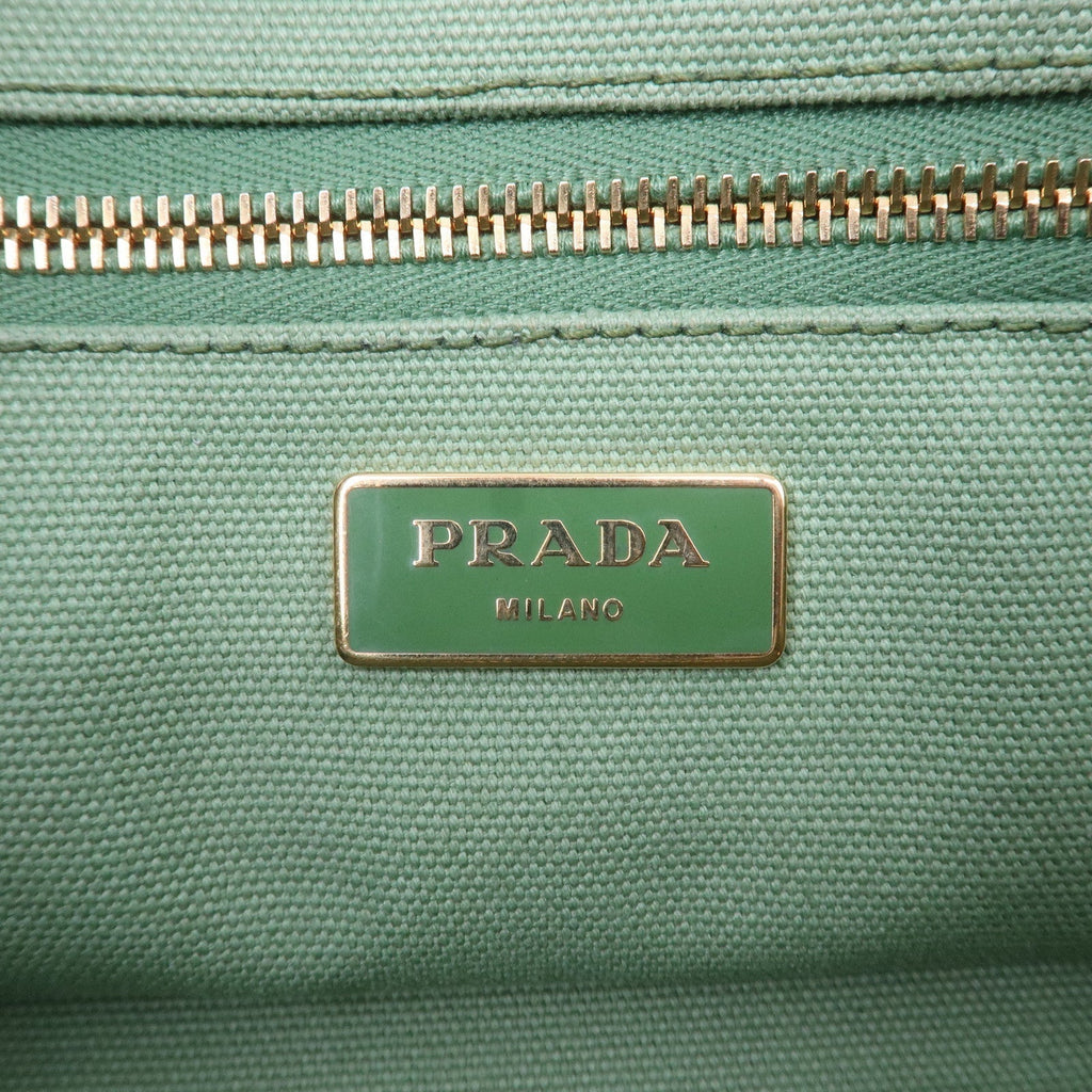 Prada Canapa Canvas Tote Bag Hand Bag Green B1877B