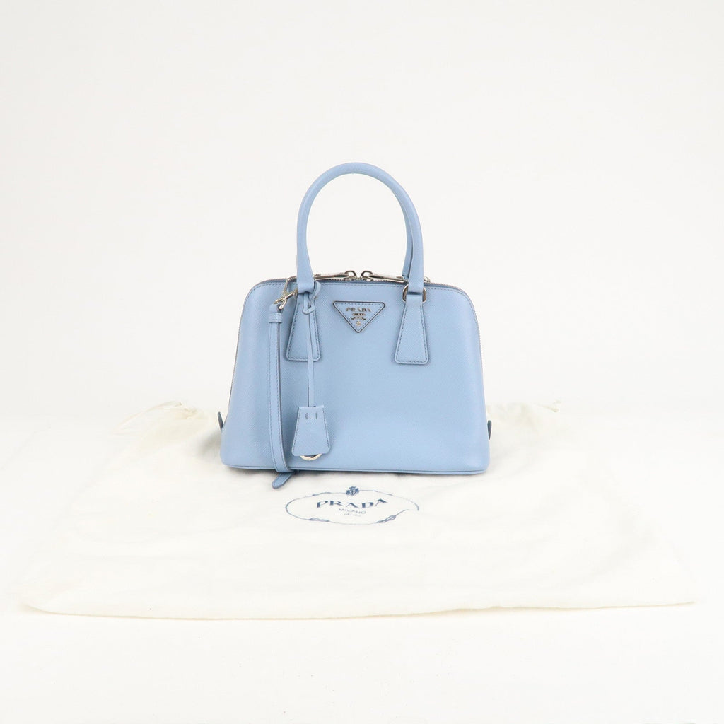 Prada Logo Leather 2Way Bag Hand Bag Shoulder Bag Blue 1BA838