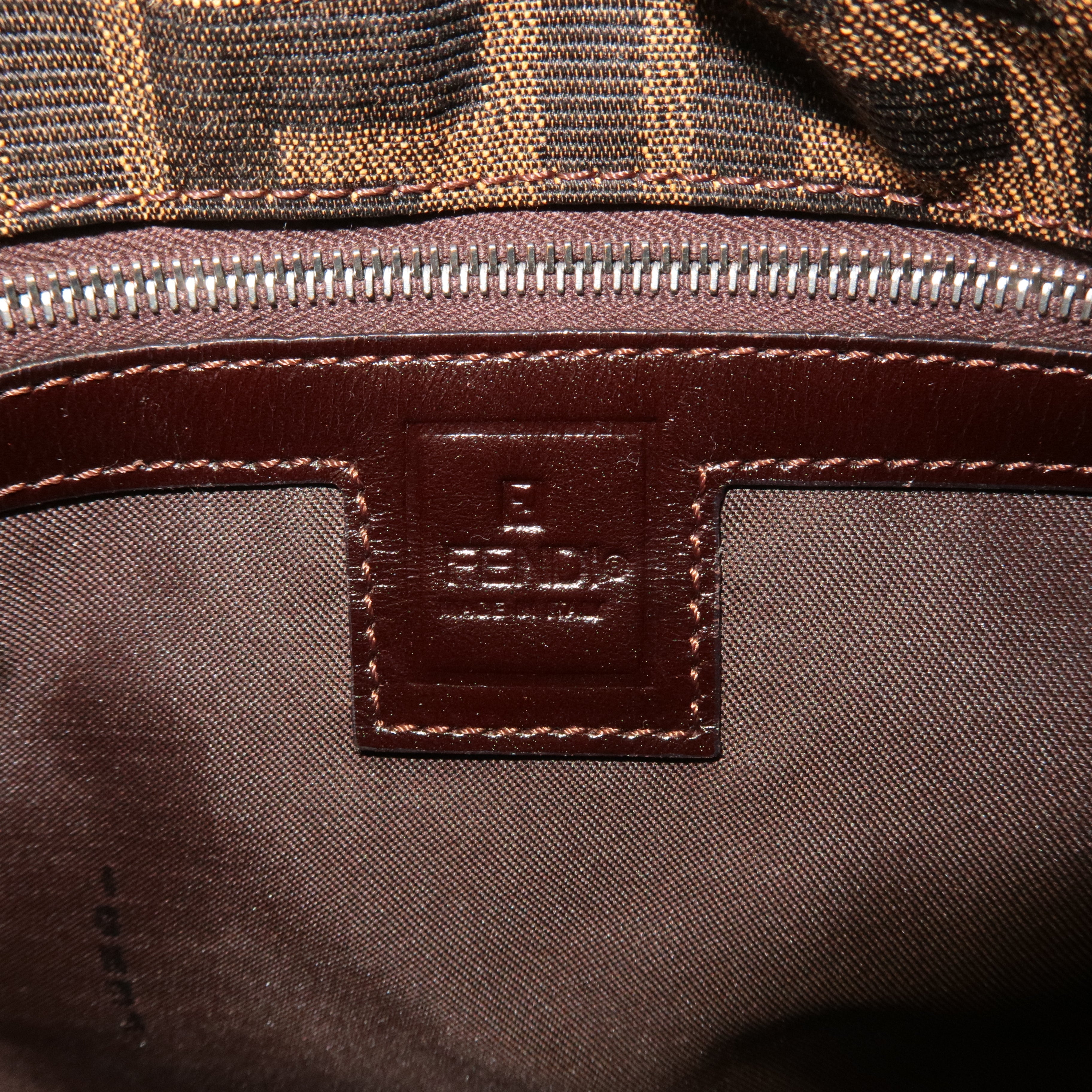 FENDI Zucca Canvas Leather Shoulder Bag Brown 83164900012
