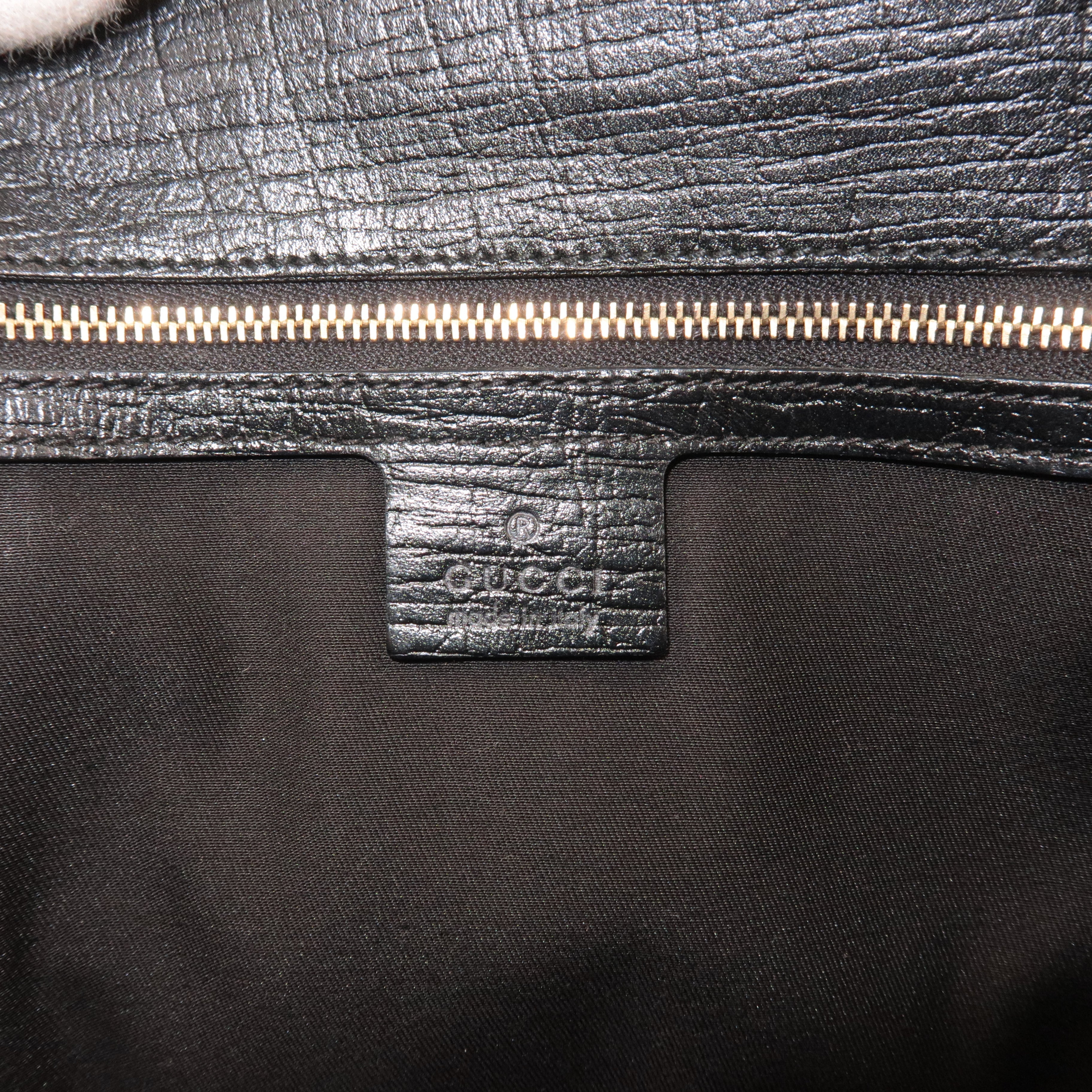GUCCI Sherry GG Canvas Leather Tote Bag Black 130994