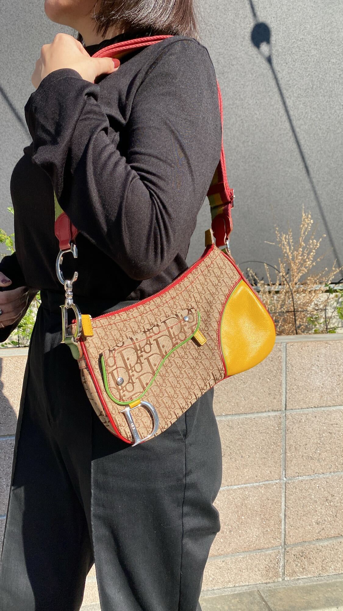 Christian Dior Rasta Torotter Canvas Leather Shoulder Bag