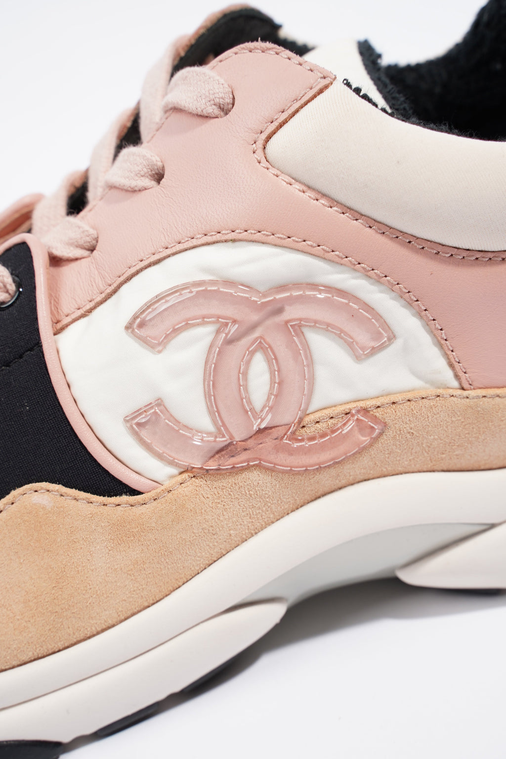 Chanel CC Runner Pink / White / Beige Suede EU 40 UK 7