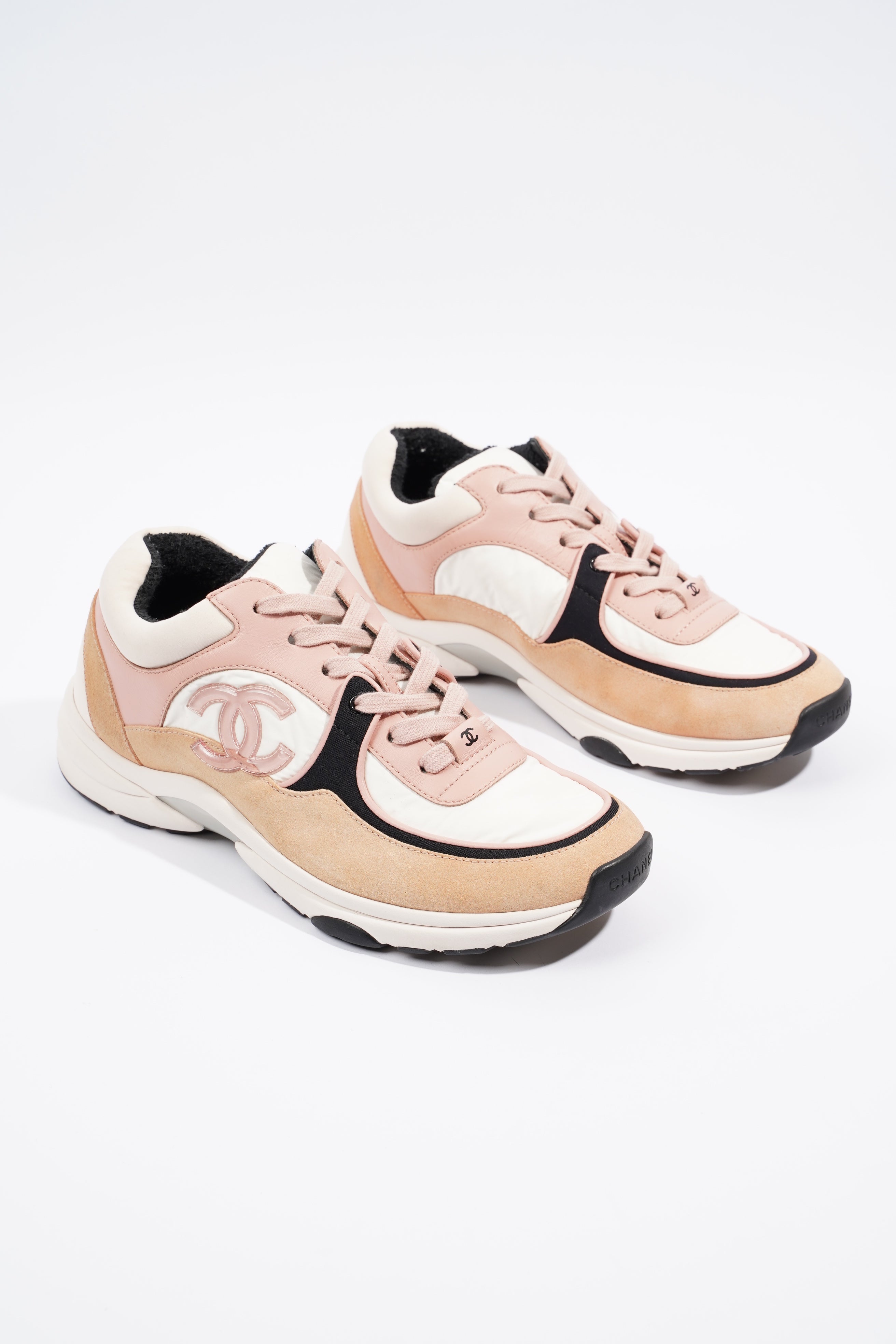 Chanel CC Runner Pink / White / Beige Suede EU 40 UK 7