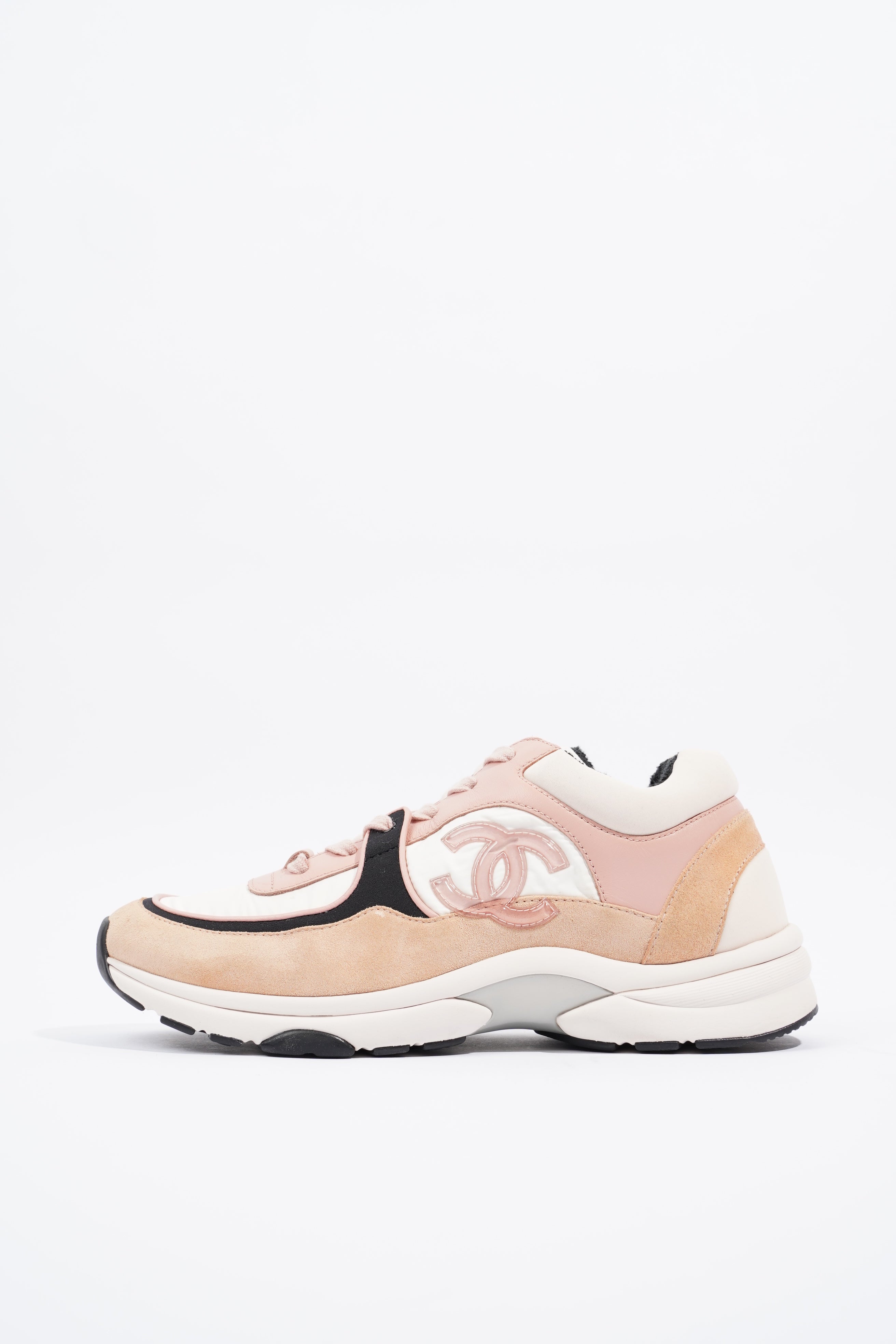 Chanel CC Runner Pink / White / Beige Suede EU 40 UK 7