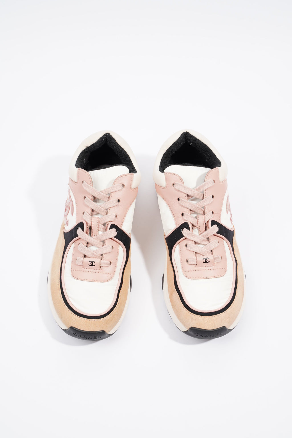 Chanel CC Runner Pink / White / Beige Suede EU 40 UK 7