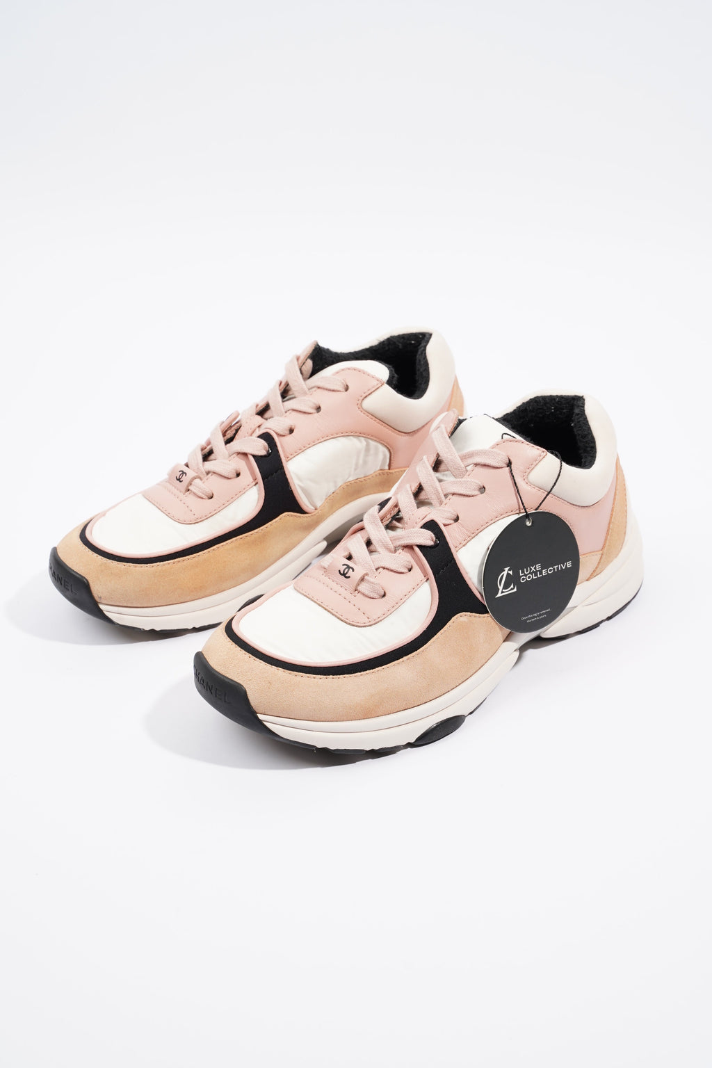 Chanel CC Runner Pink / White / Beige Suede EU 40 UK 7