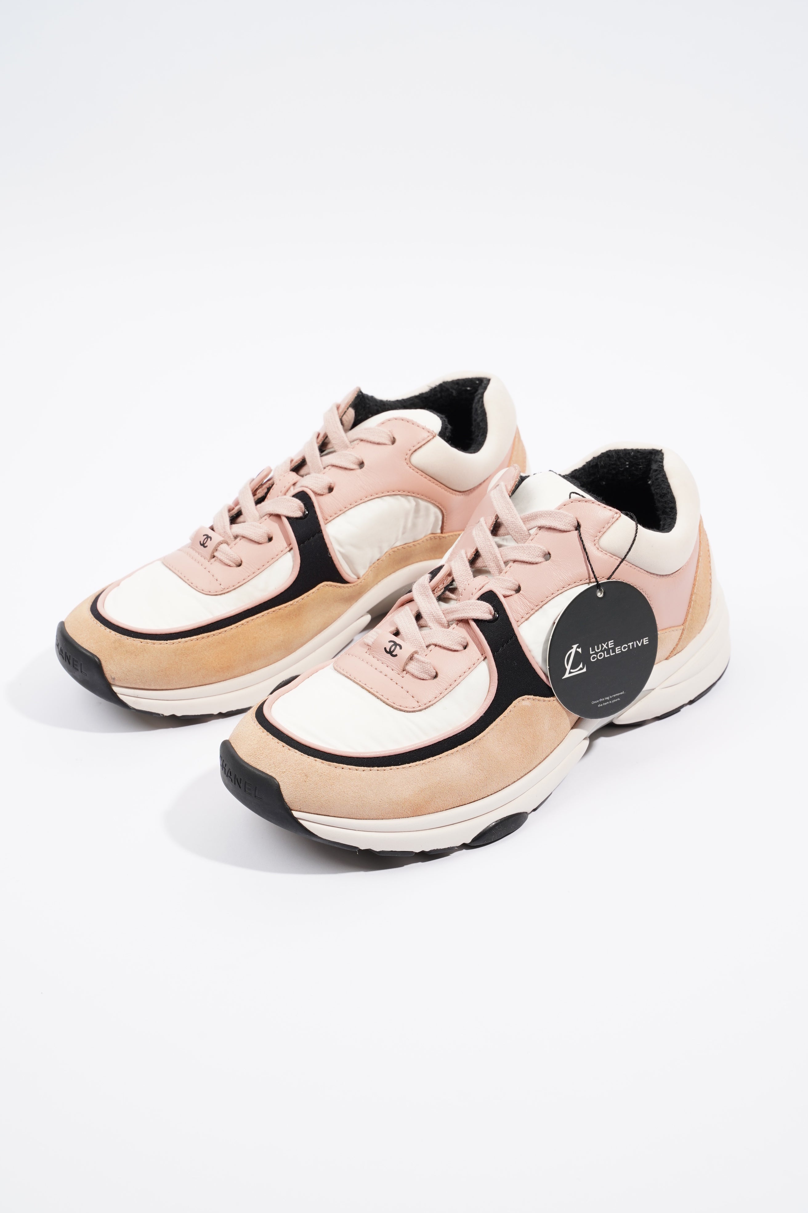 Chanel CC Runner Pink / White / Beige Suede EU 40 UK 7