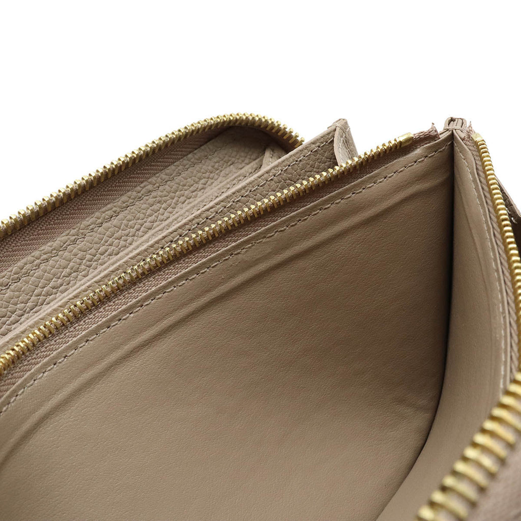 LOUIS VUITTON Louis Vuitton Monogram Emplant Zippie Wallet Round Fassner Long Wallet Bicycle Trolley Cream M69794
