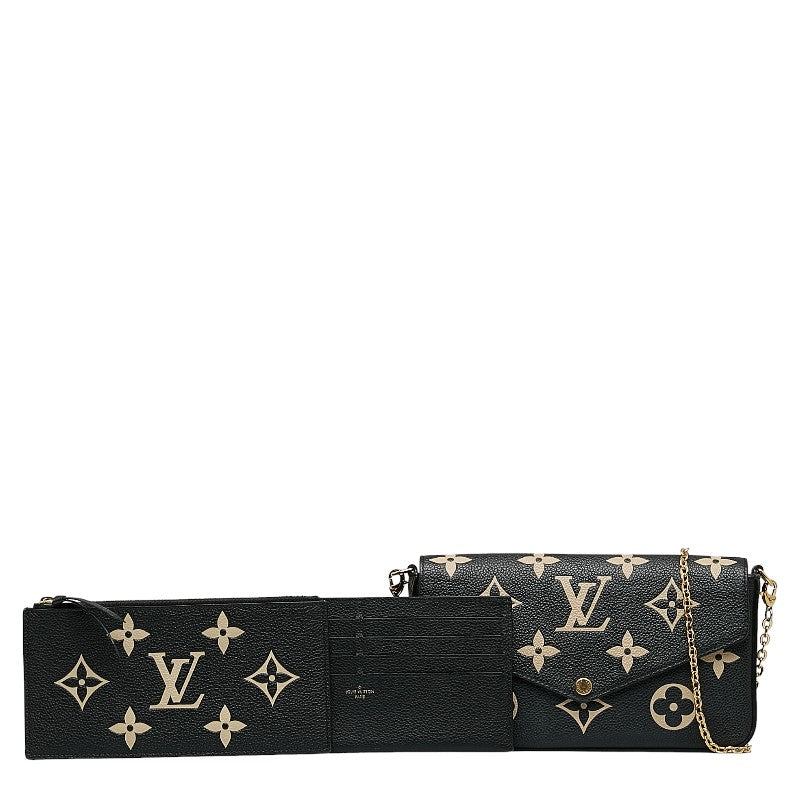 Louis Vuitton Monogram Emplant Poschet Felice Chain Shoulder Bag M80482 Black Beige Leather Ladies Louis Vuitton