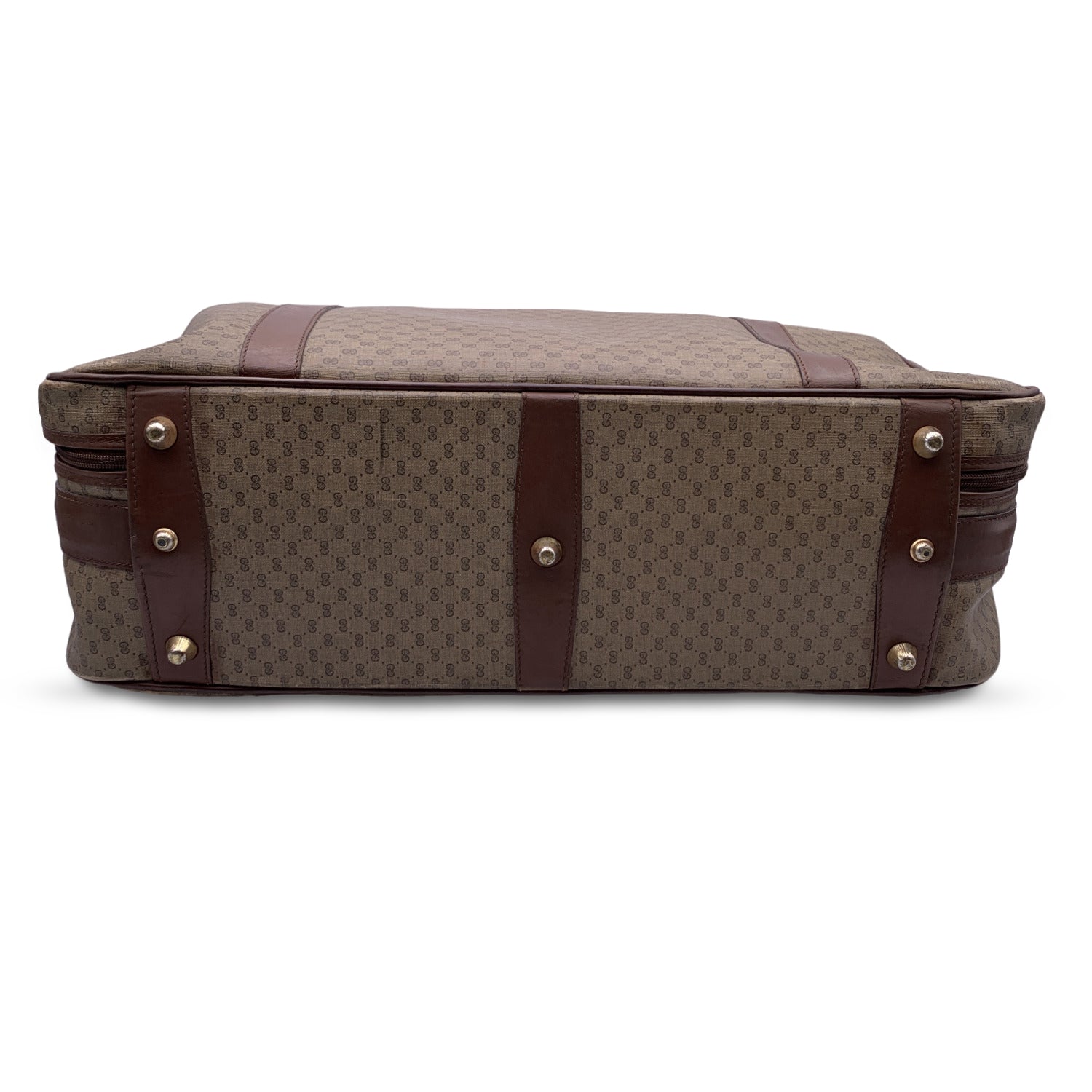 Gucci Vintage Beige Monogram Canvas Suitcase Travel Bag