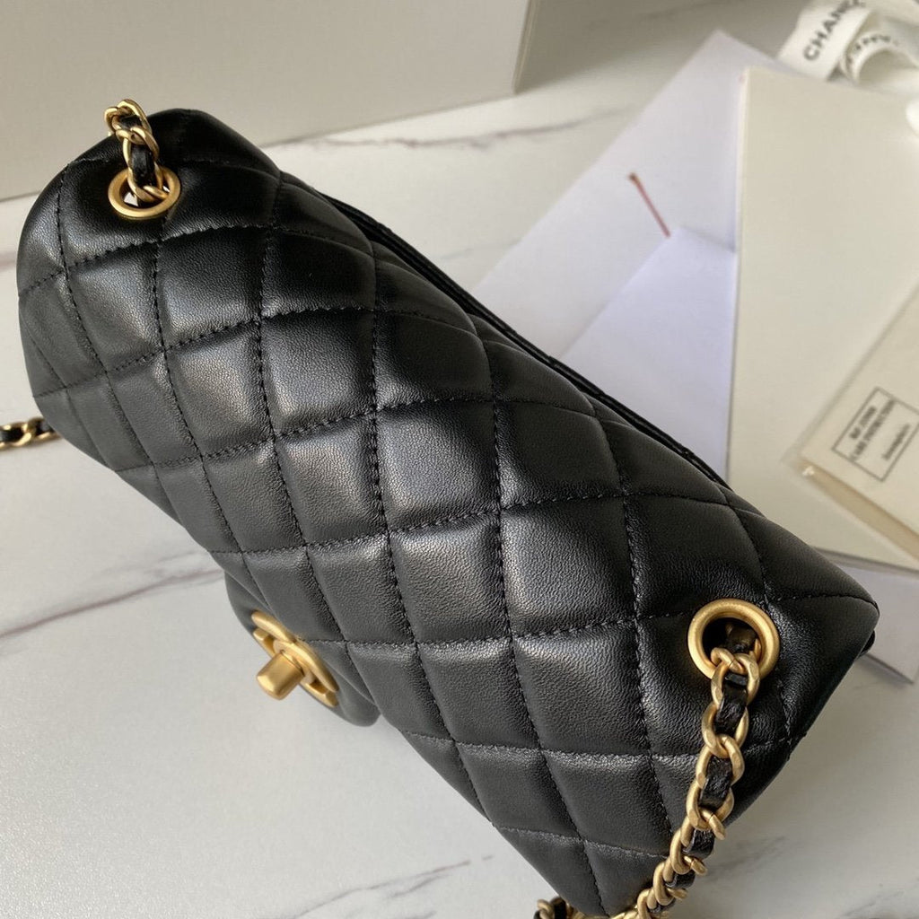 Chanel Flap Bag Lambskin Quilted Mini Rectangular Flap black