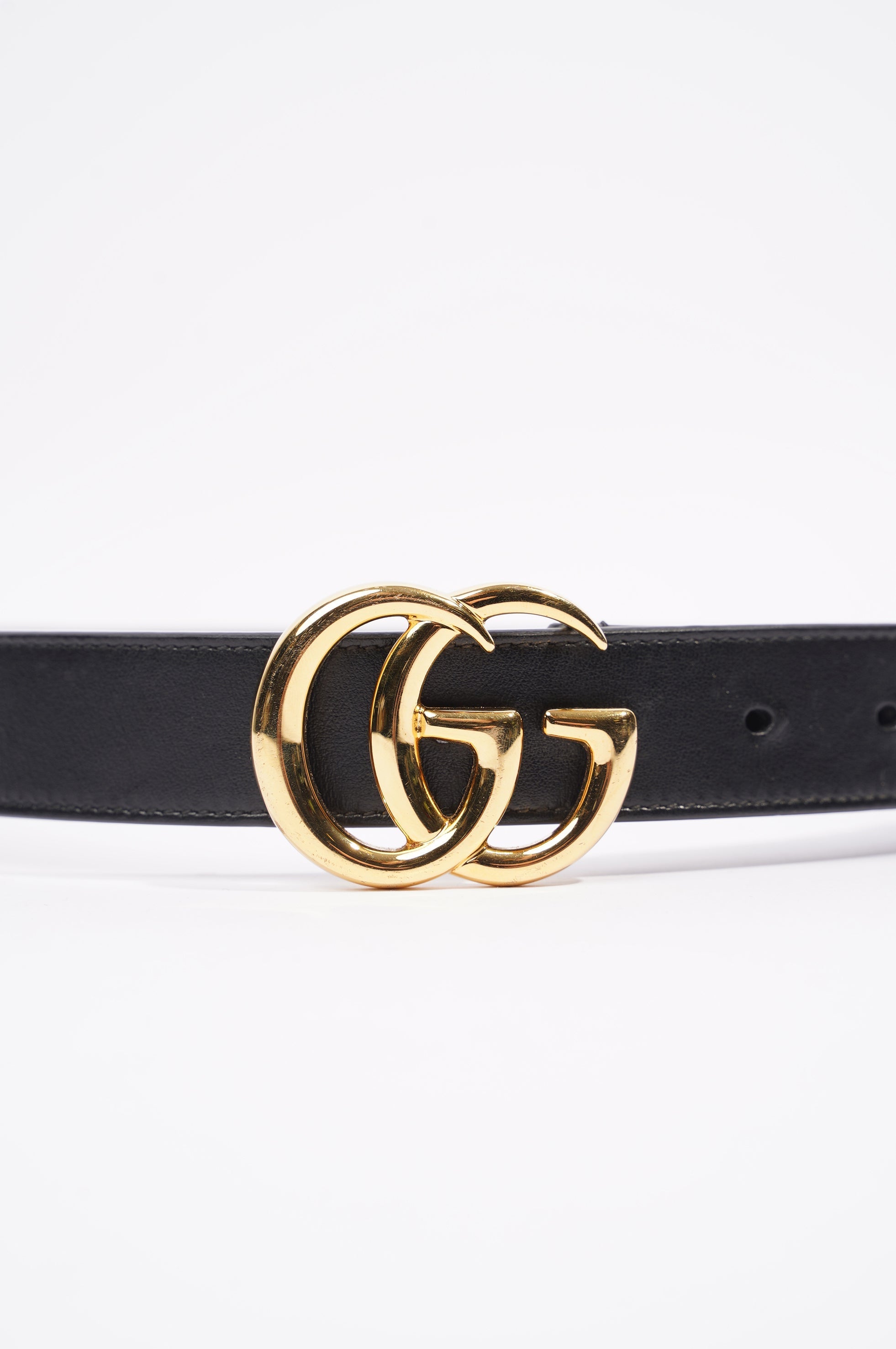 Gucci Womens Marmont Skinny Belt Black / Gold 85-34
