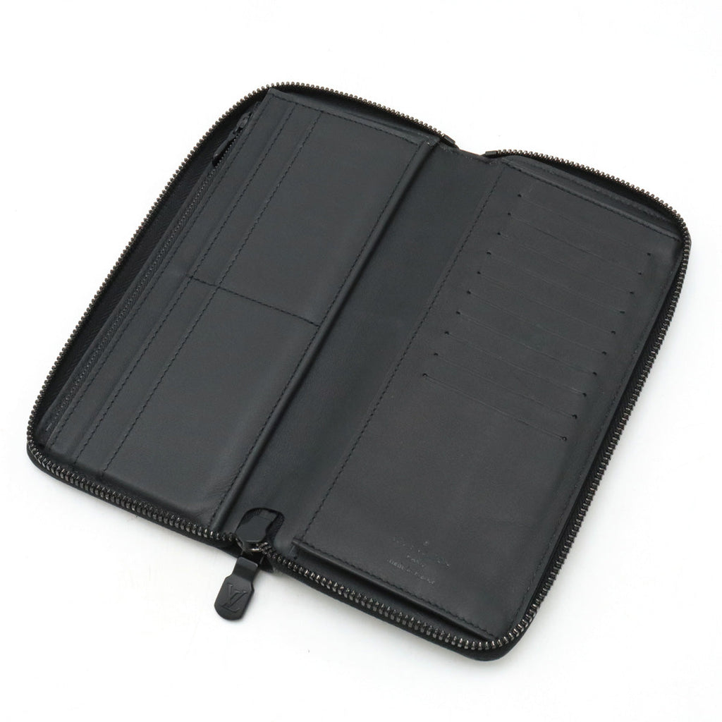 Louis Vuitton Monogram Shadow Zippie Wallet Vertical Round  Long Wallet Leather Black M62902