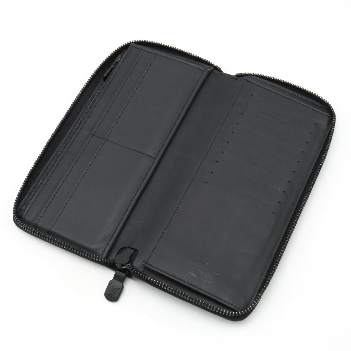 Louis Vuitton Monogram Shadow Zippie Wallet Vertical Round  Long Wallet Leather Black M62902