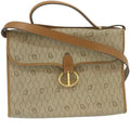 CHRISTIAN DIOR Honeycomb Canvas Hand Bag PVC Leather Beige Auth 29371