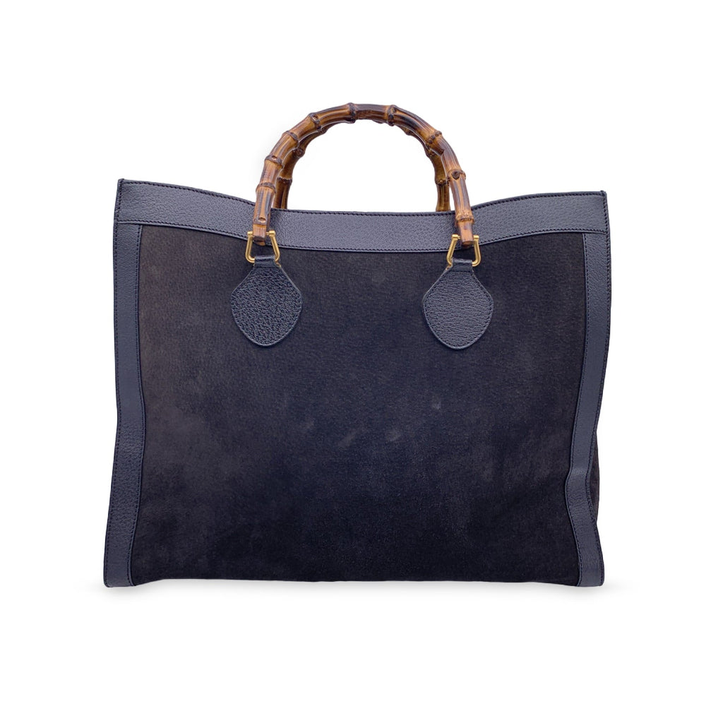 Gucci Vintage Black Suede Leather Princess Diana Maxi XL Tote Bag