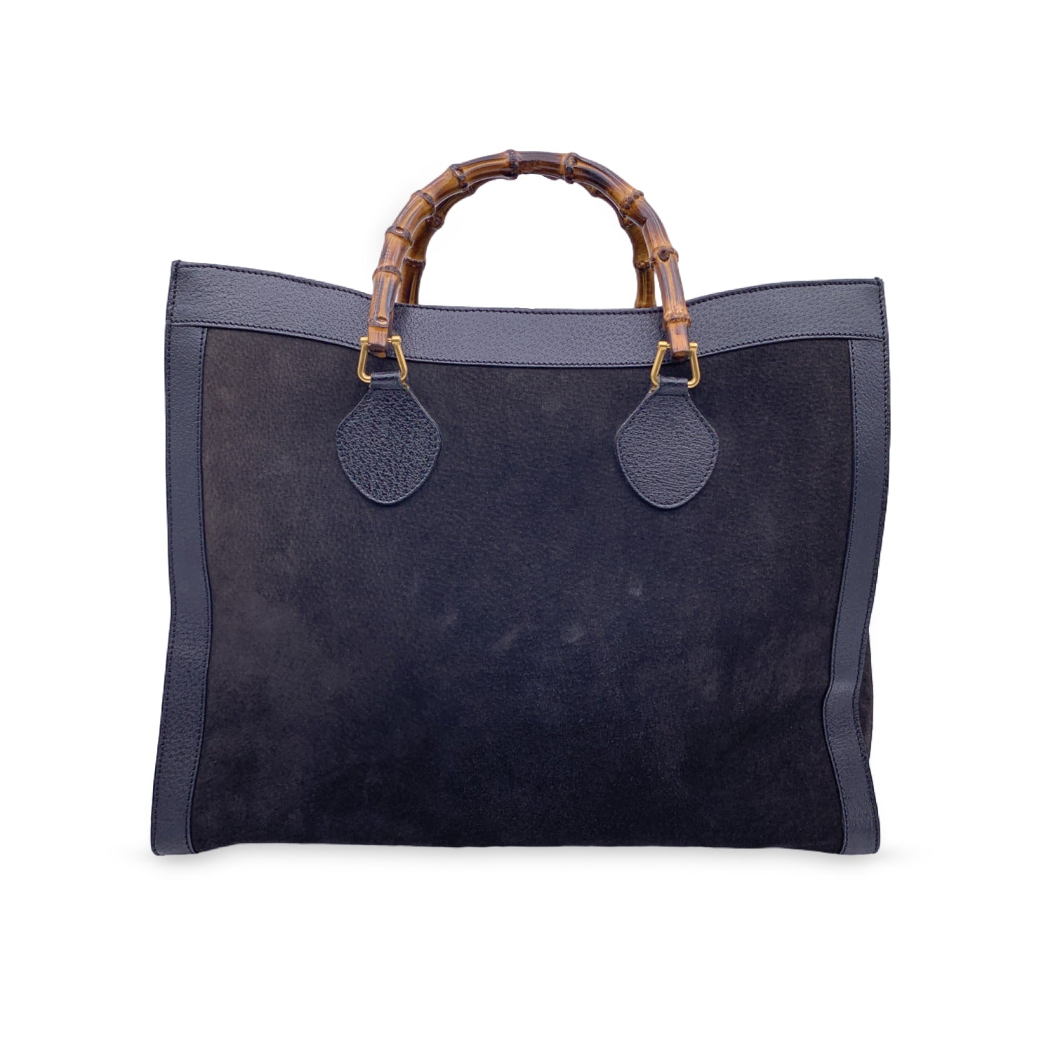 Gucci Vintage Black Suede Leather Princess Diana Maxi XL Tote Bag
