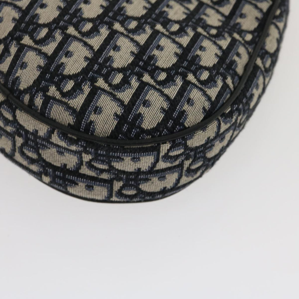 CHRISTIAN DIOR Trotter Canvas Oblique Saddle Shoulder Body Bag Blue Auth 29581A