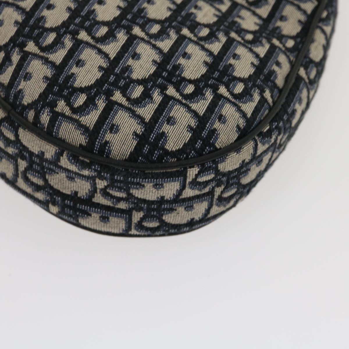 CHRISTIAN DIOR Trotter Canvas Oblique Saddle Shoulder Body Bag Blue Auth 29581A