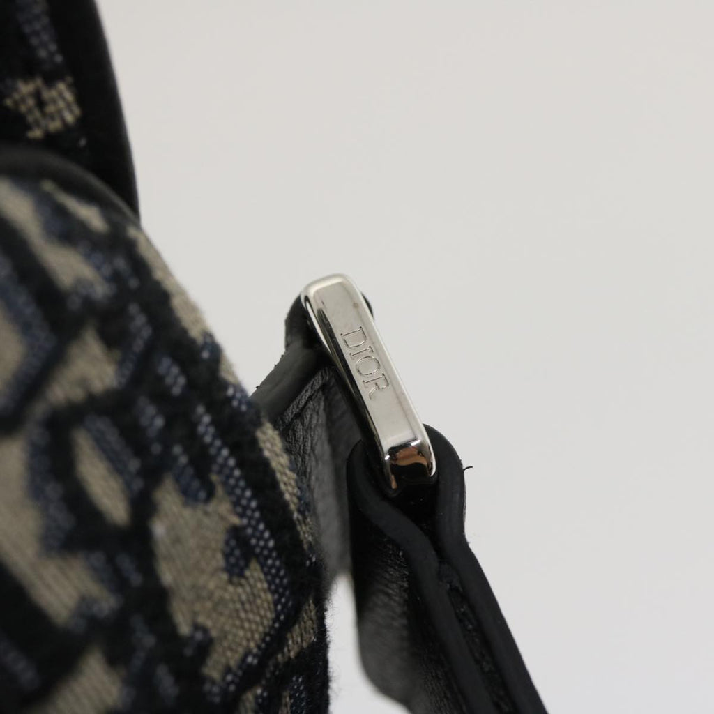 CHRISTIAN DIOR Trotter Canvas Oblique Saddle Shoulder Body Bag Blue Auth 29581A