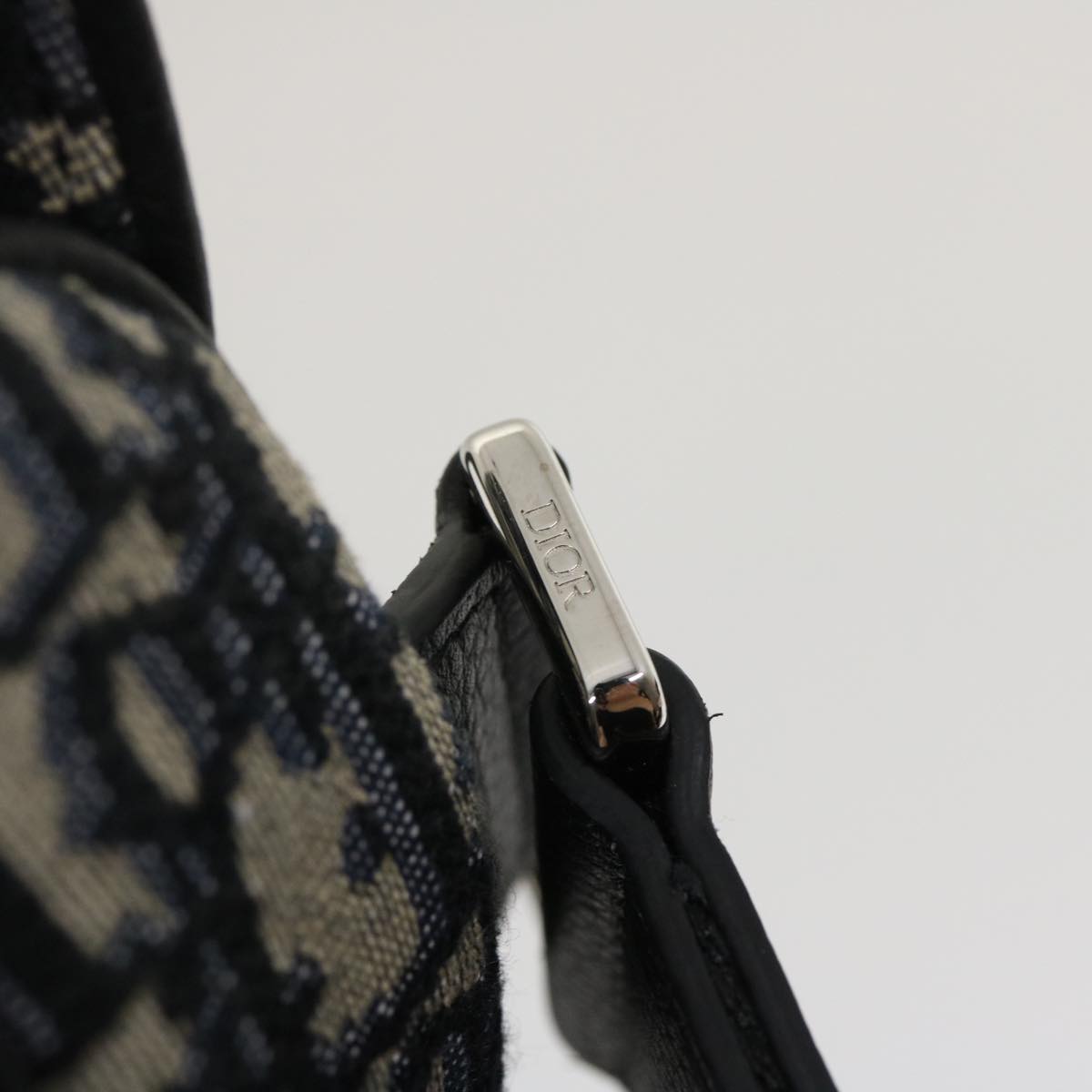 CHRISTIAN DIOR Trotter Canvas Oblique Saddle Shoulder Body Bag Blue Auth 29581A