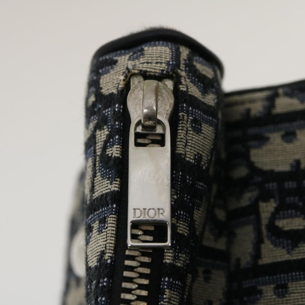 CHRISTIAN DIOR Trotter Canvas Oblique Saddle Shoulder Body Bag Blue Auth 29581A
