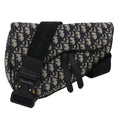 CHRISTIAN DIOR Trotter Canvas Oblique Saddle Shoulder Body Bag Blue Auth 29581A
