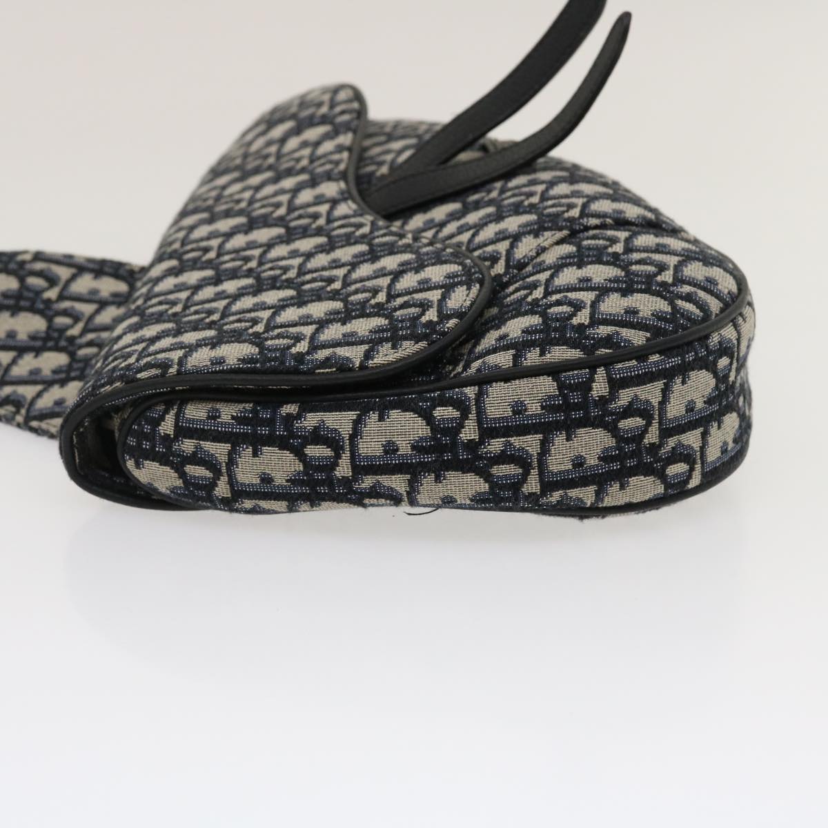 CHRISTIAN DIOR Trotter Canvas Oblique Saddle Shoulder Body Bag Blue Auth 29581A