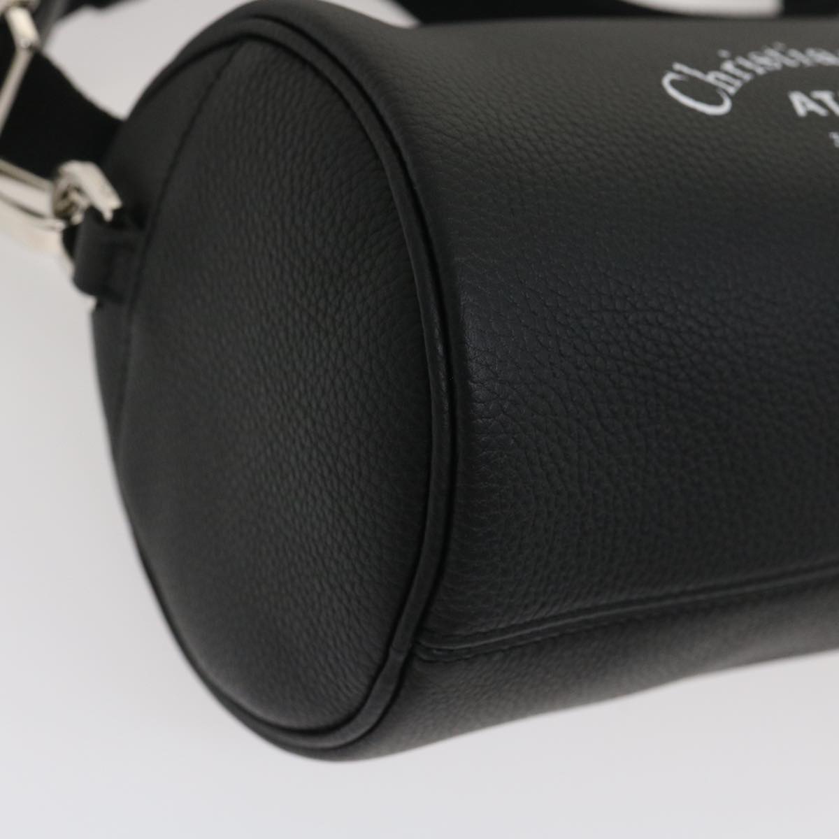 CHRISTIAN DIOR Atelier Roller Bag Shoulder Bag Leather Black Auth 29708A