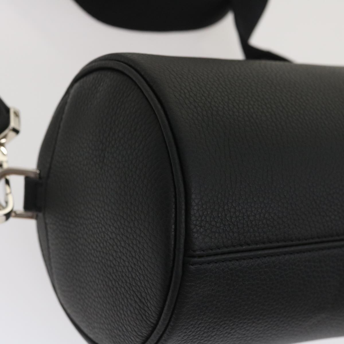 CHRISTIAN DIOR Atelier Roller Bag Shoulder Bag Leather Black Auth 29708A