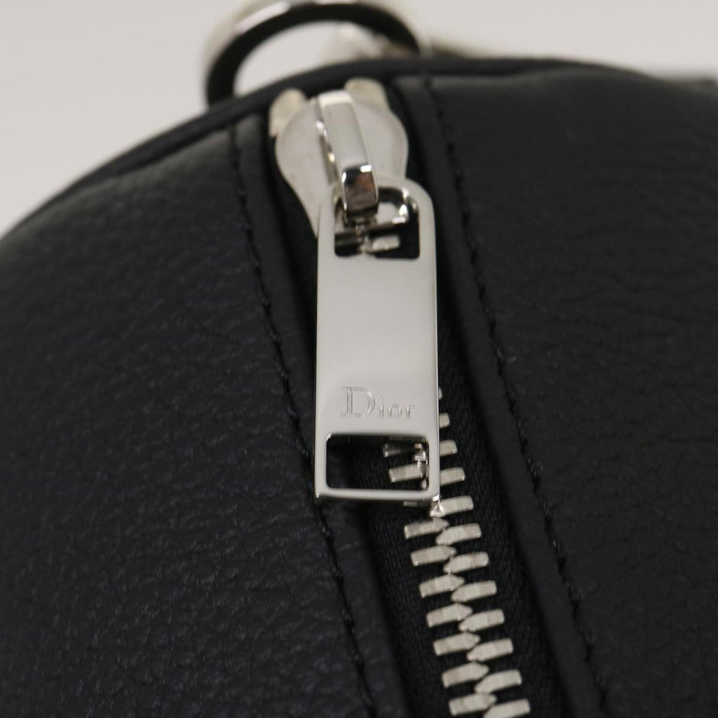CHRISTIAN DIOR Atelier Roller Bag Shoulder Bag Leather Black Auth 29708A