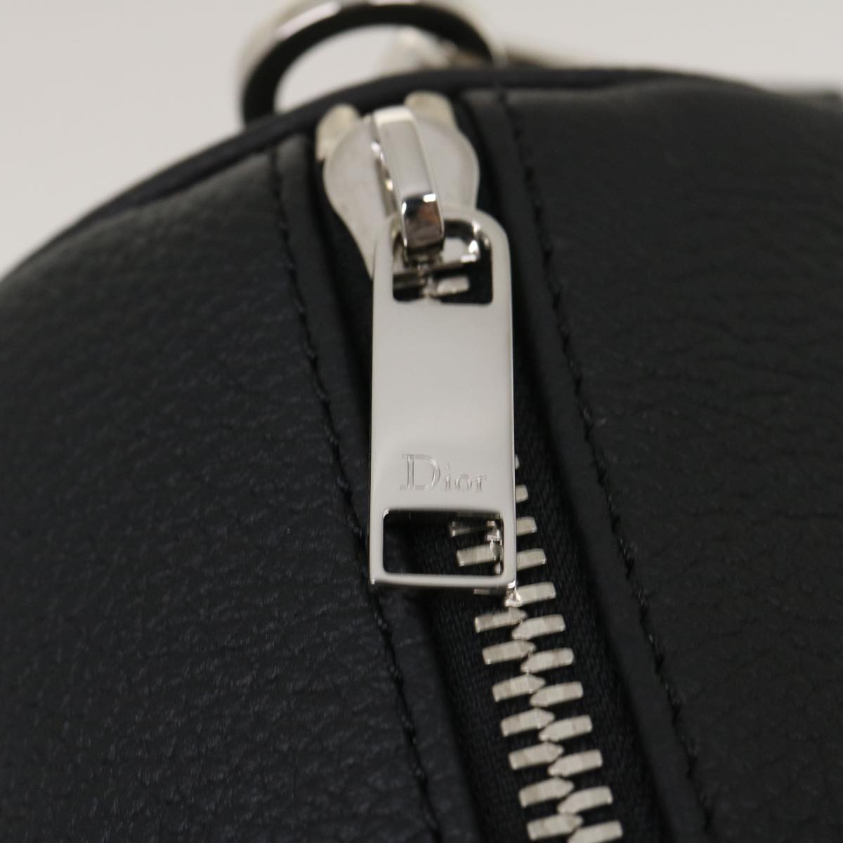 CHRISTIAN DIOR Atelier Roller Bag Shoulder Bag Leather Black Auth 29708A