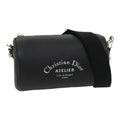 CHRISTIAN DIOR Atelier Roller Bag Shoulder Bag Leather Black Auth 29708A